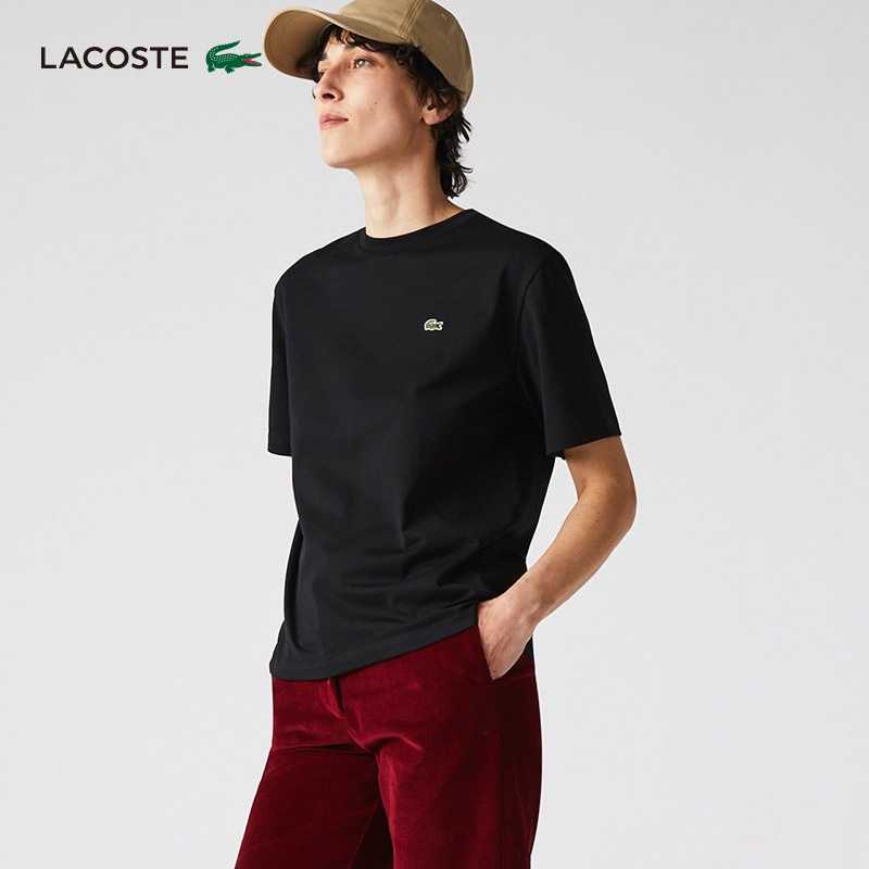 LACOSTE Áo Thun Tay Ngắn Cổ Tròn In Hình Cá Sấu Chất Liệu Cotton Thoải Mái Cho Nam Và Nữ | Tf5441