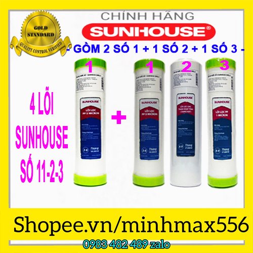 [FREESHIP] COMBO 5 LÕI LỌC NƯỚC SUNHOUSE | GỒM 03 SỐ 1 - 01 SỐ 2 - 01 SỐ 3  DÙNG CHO 9 THÁNG