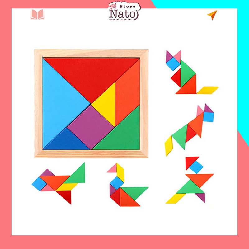 Bảng Gỗ Xếp Hình Trí Uẩn Tangram - Đồ chơi xếp hình phát triển tư duy cho bé NATO TRI01