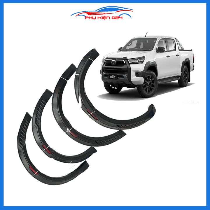 Bộ ốp cua lốp xe ô tô Hilux 2021-2022-2023 bản nhỏ mẫu phản quang trang trí bảo vệ lốp xe