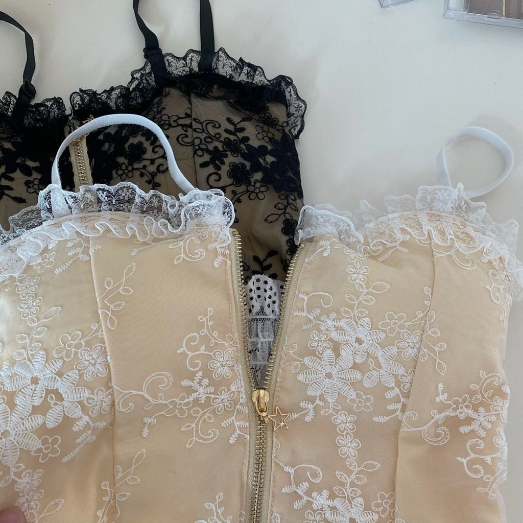 Áo Hai Dây Phối Ren Có Khóa Kéo Quyến Rũ Thời Trang Cho Nữ