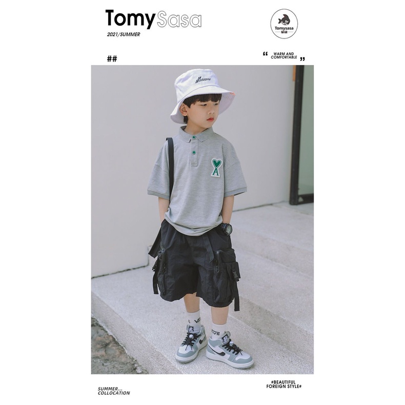 Áo Thun polo Tay Ngắn Thoáng Khí Thời Trang Mùa Hè Phong Cách Hàn Quốc Cho Bé Trai