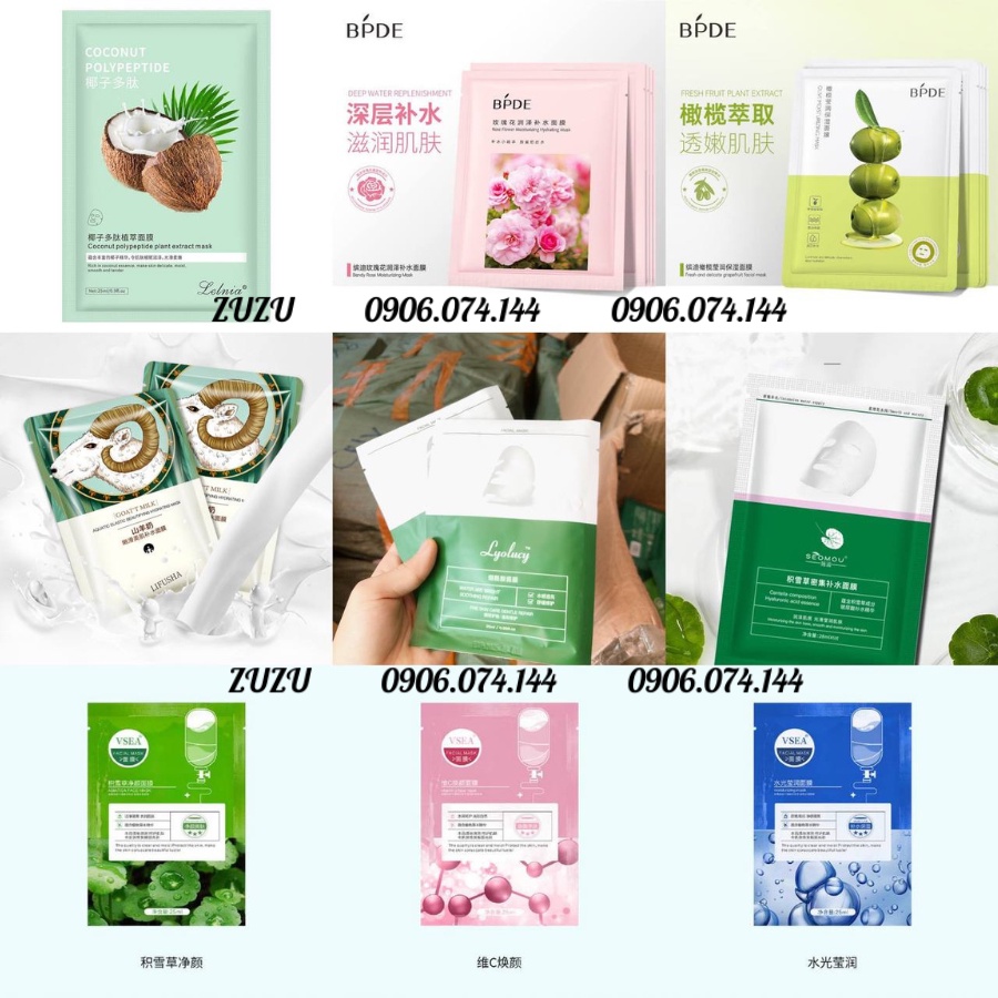 COMBO MASK từ các CHIẾT XUẤT thiên nhiên, mask xuất Nhật Hàn cấp ẩm làm trắng giảm thâm cho da hiệu quả