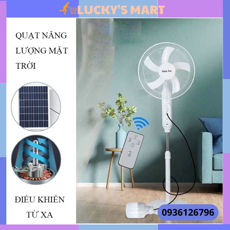Quạt Năng Lượng Mặt Trời,Quạt Tích Điện Mẫu Mới 2022,Điều Khiển,Đèn Led, Sạc Điện Thoại, Củ sạc 220V
