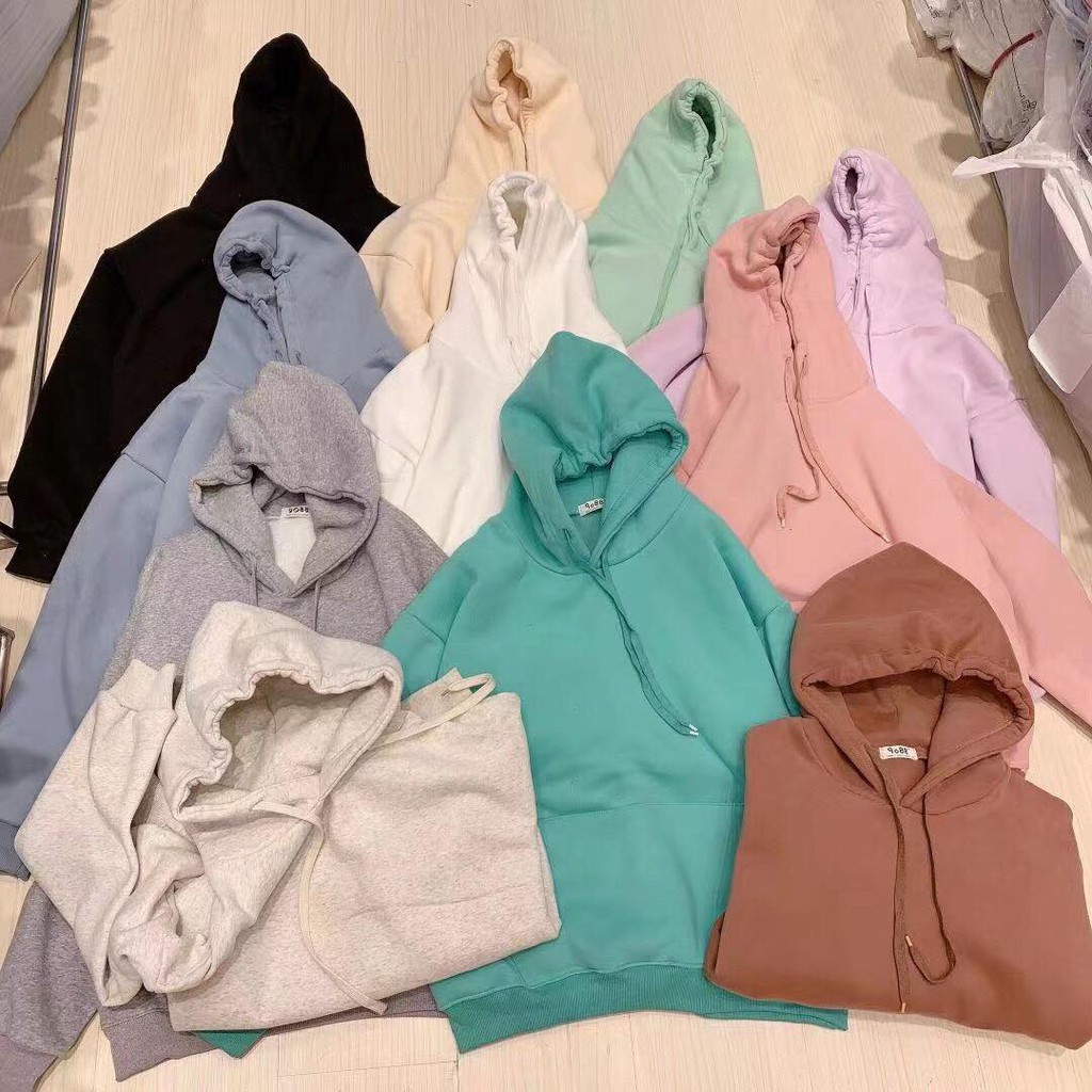 Áo hoodie trơn chất nỉ dày dặn, hàng quảng châu- Miho house