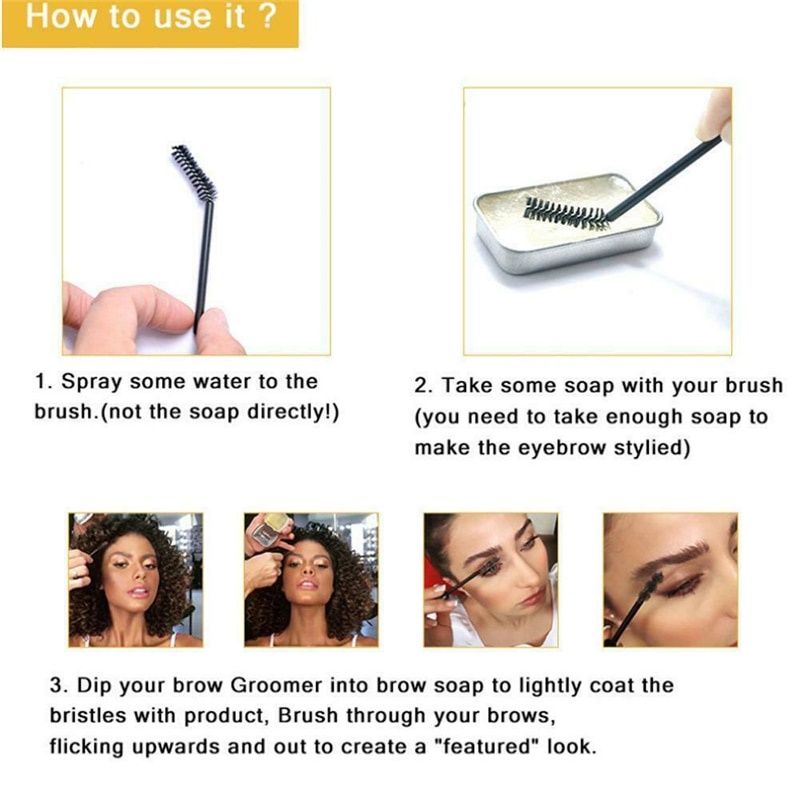 Sáp Gel Trang Điểm Lông Mày 3d Trong Suốt Chống Nước Lâu Trôi Kèm Cọ