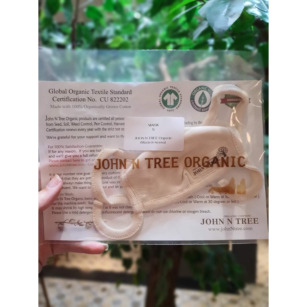 Khẩu trang vải hữu cơ tự nhiên Organic John N Tree an toàn cho bé made in Korea