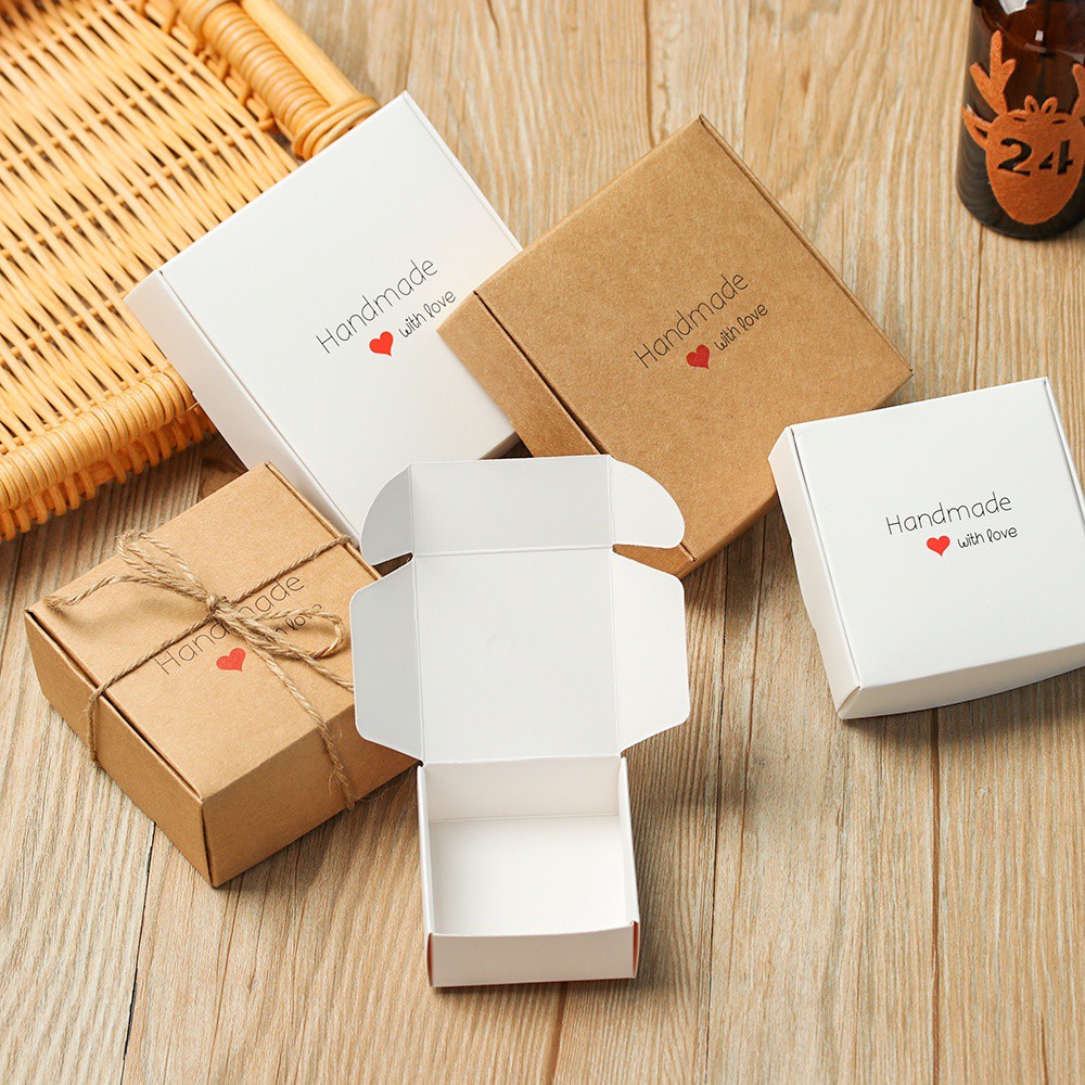 Set 10 Hộp Giấy Đựng Quà Tặng / Trang Sức Hình Vuông Nhiều Kích Thước Diy