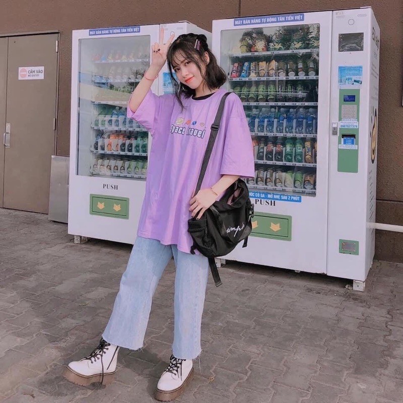 [Mã SKAMSALE06 giảm 10% tối đa 100K đơn 150K] Áo unisex Khổng Hiền from rộng cổ tròn tay lỡ freesize 38-70kg Space | BigBuy360 - bigbuy360.vn