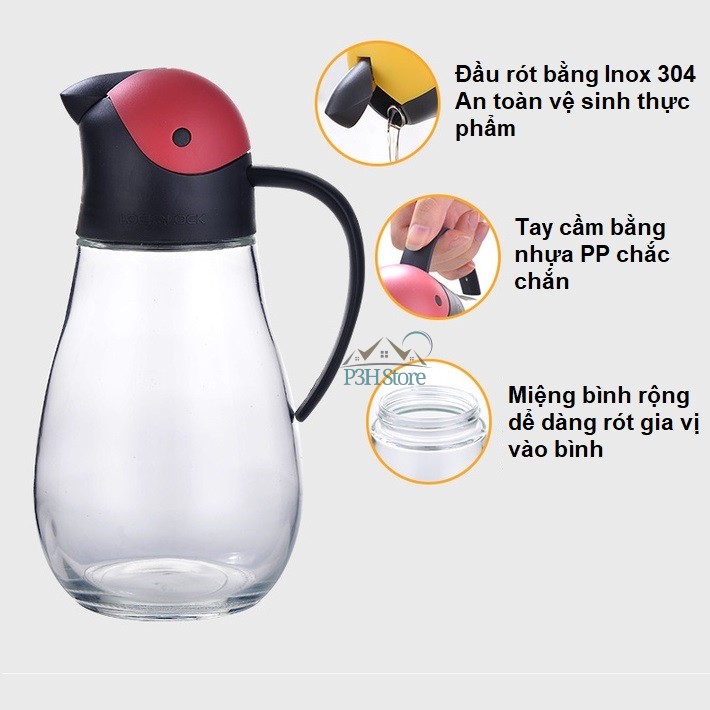 Bình dầu tự động mở nắp Lock&amp;Lock Pecker Oil Bottle 550ml CKO201