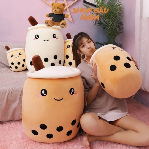 Gối Ôm Gấu Bông Bình Trà Sữa Siêu Kute Chất Liệu Nhung Cao Cấp Gấu Bông HADA