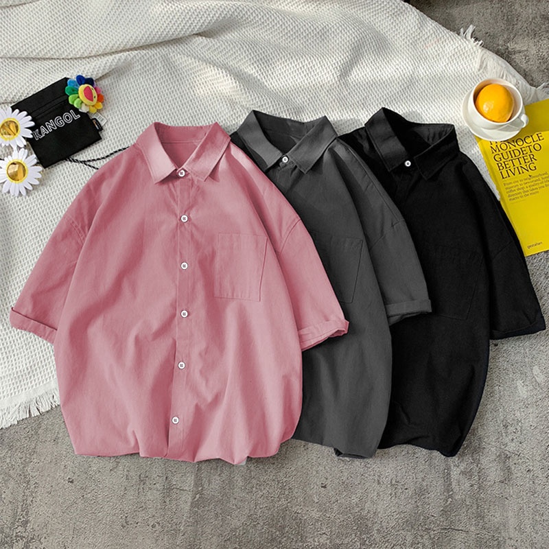 Áo Sơ Mi Tay Ngắn Màu Sắc Đơn Giản Thời Trang Mùa Hè Theo Phong Cách Hàn Quốc Cho Nữ