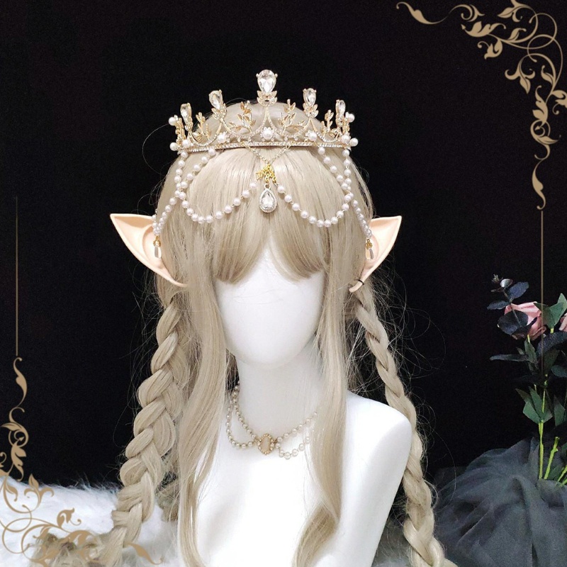 Băng Đô Hình Vương Miện Đính Ngọc Trai Giả Phong Cách Lolita