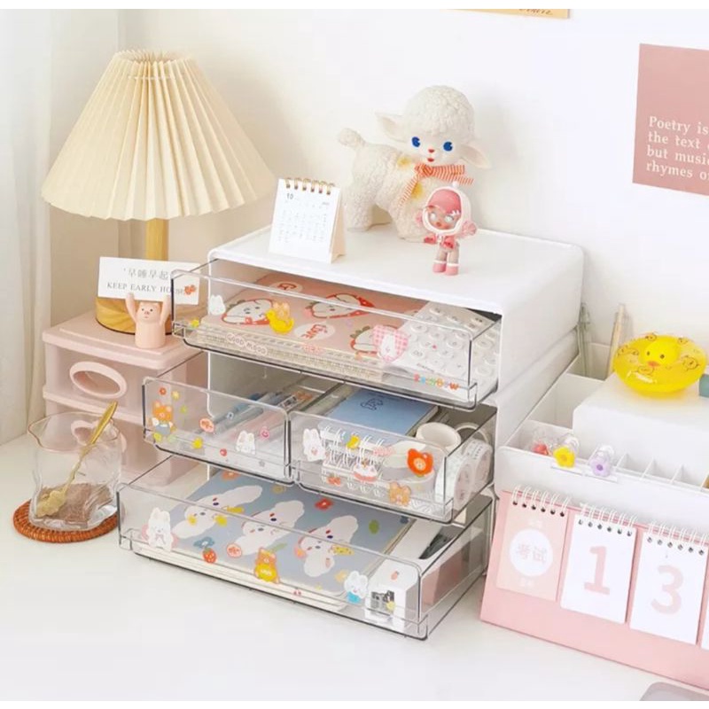 Tủ mini nhựa ngăn kéo trong suốt, có khay nhiều ô đựng đồ dùng,mỹ phẩm, dụng cụ học tập