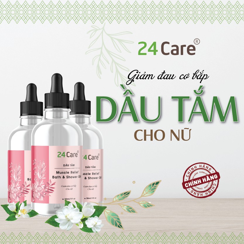 Combo 2 chai dầu tắm tinh dầu giảm đau cơ Nữ 24care - (30ML/CHAI)