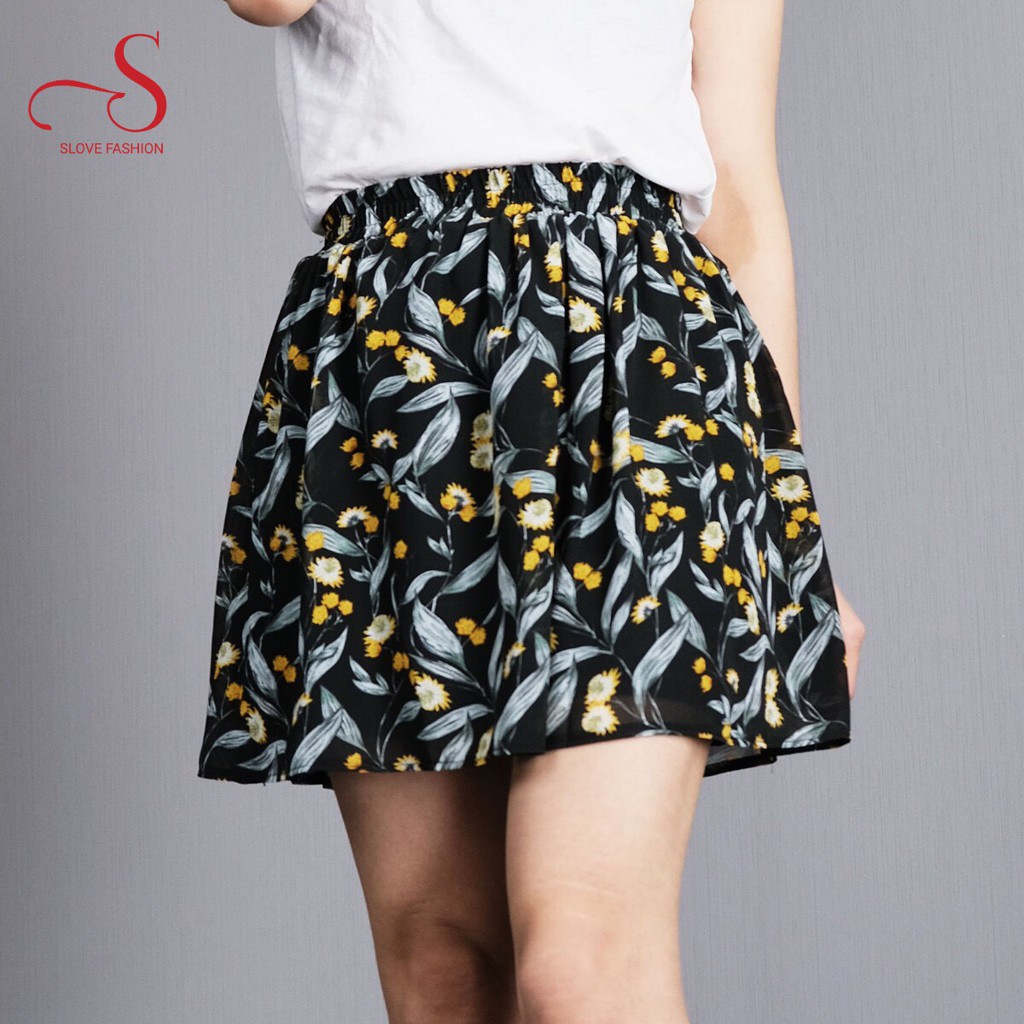 Chân váy voan, họa tiết hoa nhí, dáng ngắn cạp chun co giãn, có quần chống lộ, thời trang BUBY | BigBuy360 - bigbuy360.vn