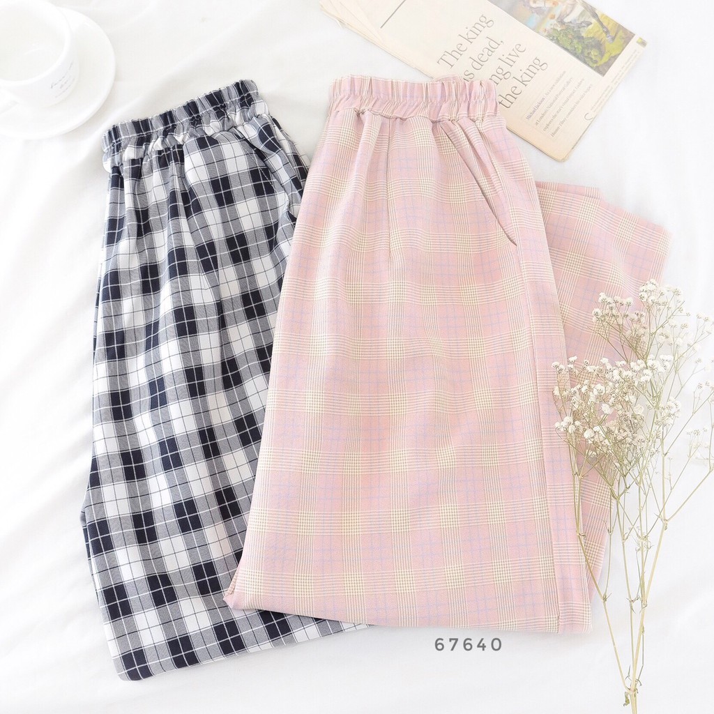 Quần ống suông Baggy kẻ Caro nhiều mẫu Ulzzang Unisex - Made by Fiin