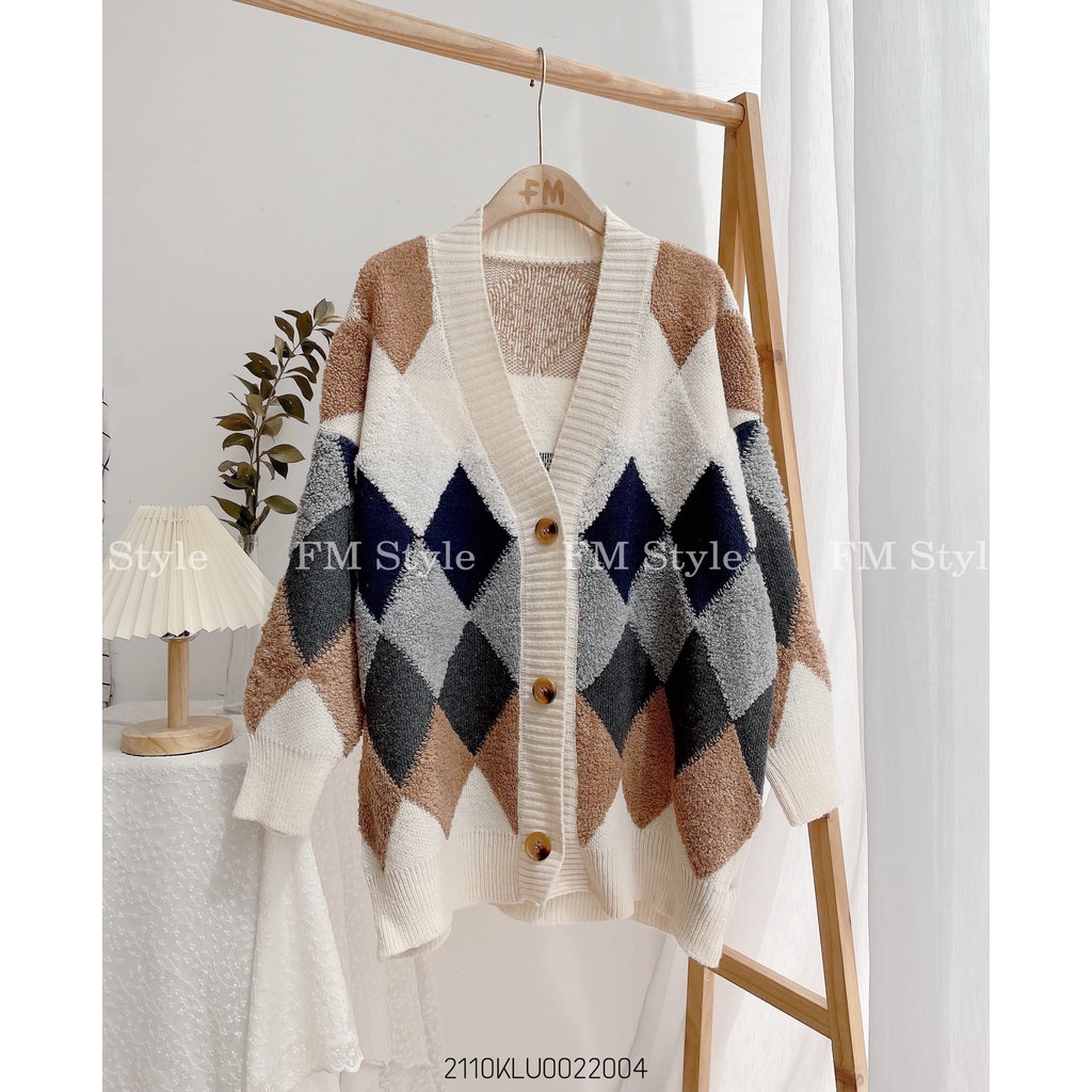 Áo khoác cardigan nữ FM Style chất len dày dặn hoạ tiết quả trám thời trang thu đông hàn quốc 211020085 | BigBuy360 - bigbuy360.vn