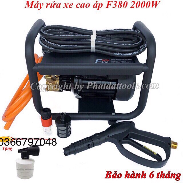 Máy rửa xe cao áp 2000W dạng công nghiệp F380 tặng bình bọt mini