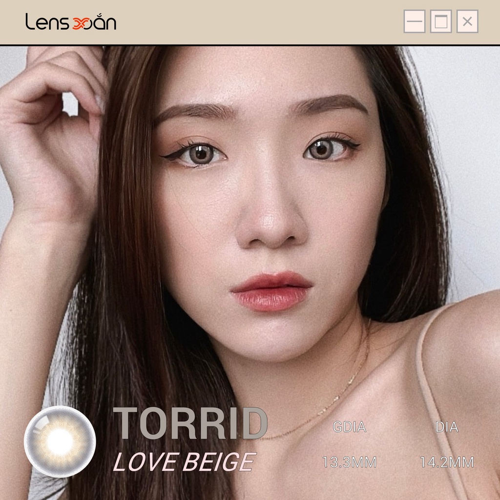 KÍNH ÁP TRÒNG TORRID LOVE BEIGE của OLOLA (6 tháng): Lens nâu lạnh ánh xám sáng tây nổi bật | Lens Xoắn (GIÁ 1 CHIẾC)