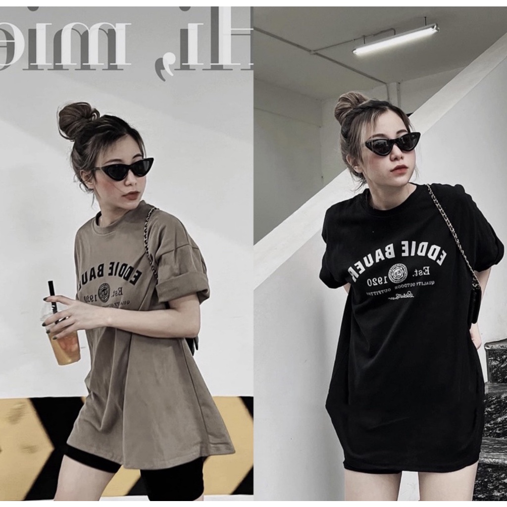 Áo thun phông nữ nam unisex tay lỡ free size (40-70 kg) in hình gấu ATL02