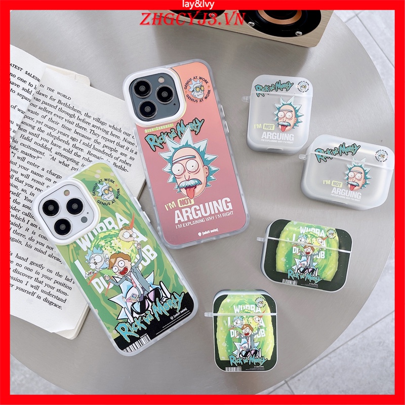 Vỏ Bảo Vệ Hộp Sạc Tai Nghe AirPods 1 2 3 Pro Bằng Silicon Họa Tiết Hoạt Hình Rick X Morty Độc Đáo