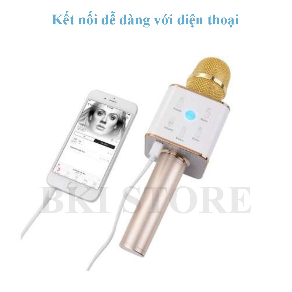 Micro Hát Karaoke Cao Cấp Q7, Hát Mọi Lúc Mọi Nơi, Thời Lượng Pin 2600mAh