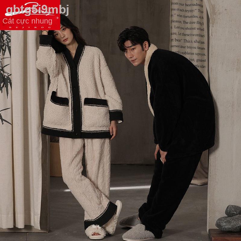 Bộ đồ ngủ cặp đôi lông cừu Bắc Cực mùa thu và đông san hô của nam giới dày dặn phụ nữ flannel mặc nh