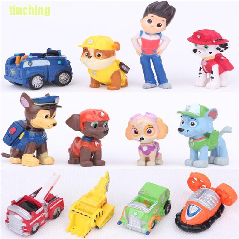 Bộ 12 Mô Hình Nhân Vật Hoạt Hình Paw Patrol Bằng PVC Trang Trí Bánh Kem