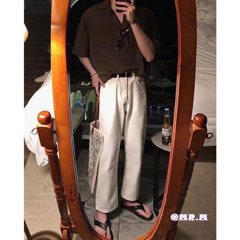 Áo thun Polo thời trang nam phong cách Hàn Quốc ngắn tay đan áo thun Polo