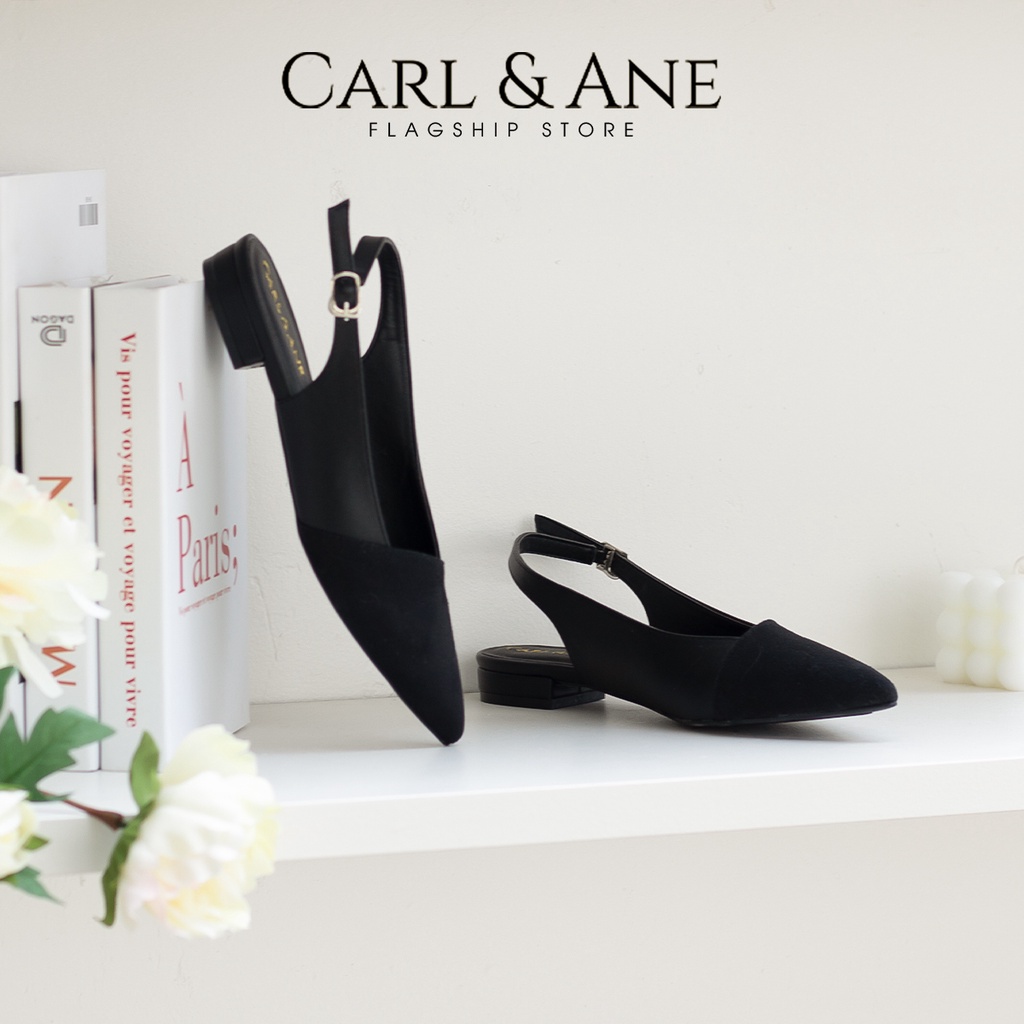 Carl & Ane - Giày cao gót mũi nhọn phối mũi thời trang công sở cao 1.5cm màu trắng- CL031