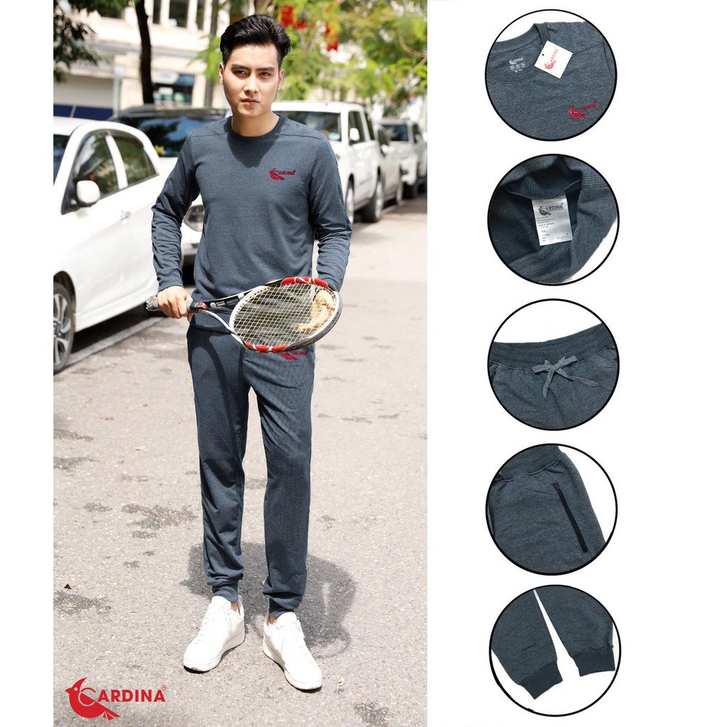Bộ Nỉ Giữ Nhiệt Nam CHÍNH HÃNG CARDINA kiểu Dáng Thể Thao, tinh tế, năng động, giữ ấm tốt với Cotton Tự Nhiên 95%