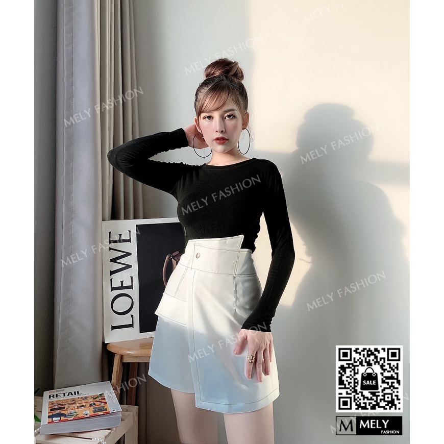 Quần giả váy nữ cạp cao viền chỉ nổi tôn dáng sang trọng có bigsize Mely's Fashion CV10