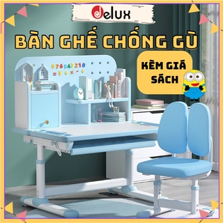 Bàn Học Sinh Kèm Giá Sách Chống Gù Chống Cận DELUX A16, Bàn Học Thông Minh Nâng Hạ Tùy Chỉnh Cho Học Sinh Tiểu Học