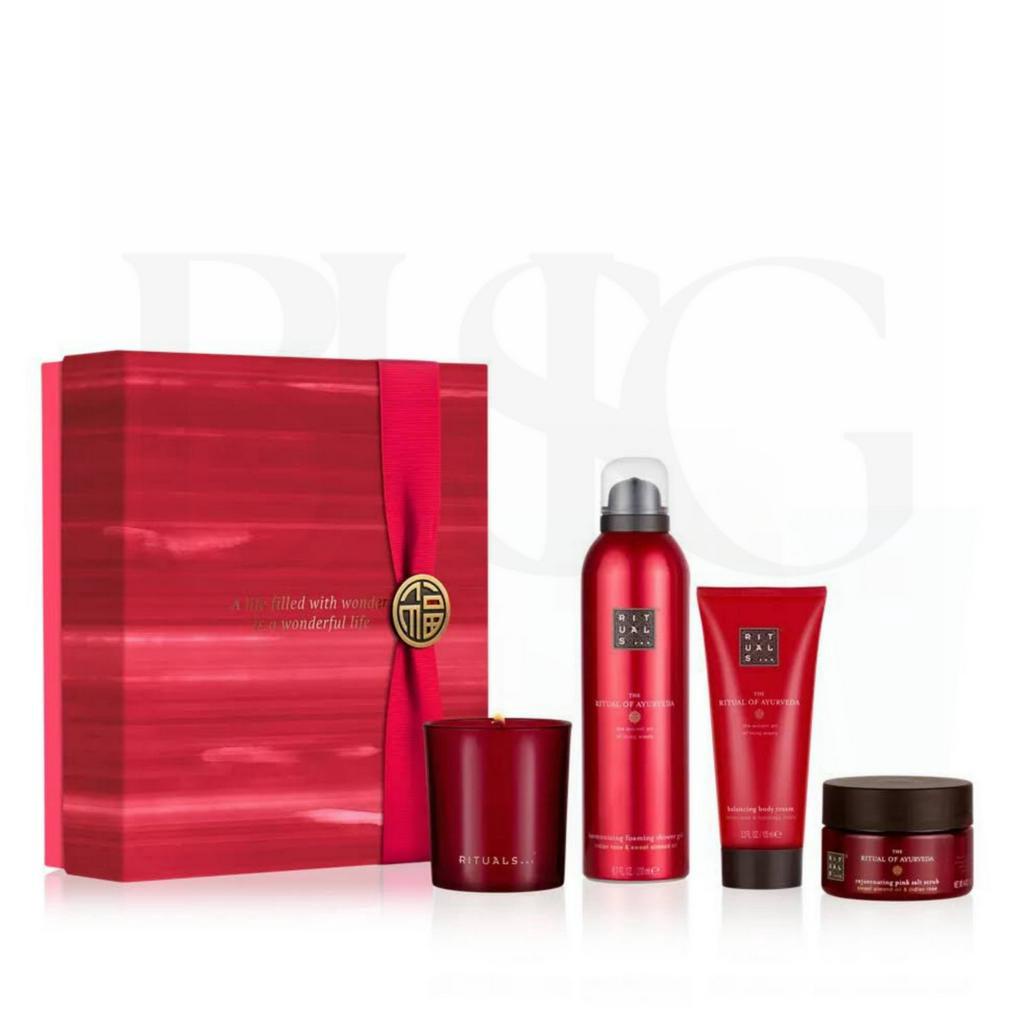 Quà tặng tắm dưỡng thể và nến thơm luxury Rituals gift set Ayurveda