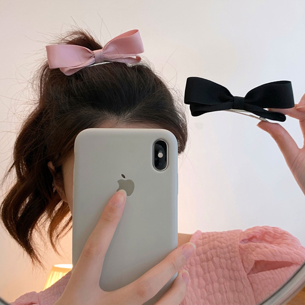 Kẹp Tóc Nơ Ba Chiều Màu Trơn Tăng Chiều Cao Dành Cho Bé Gái