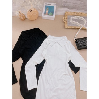 Đầm body tay dài cổ sơmi