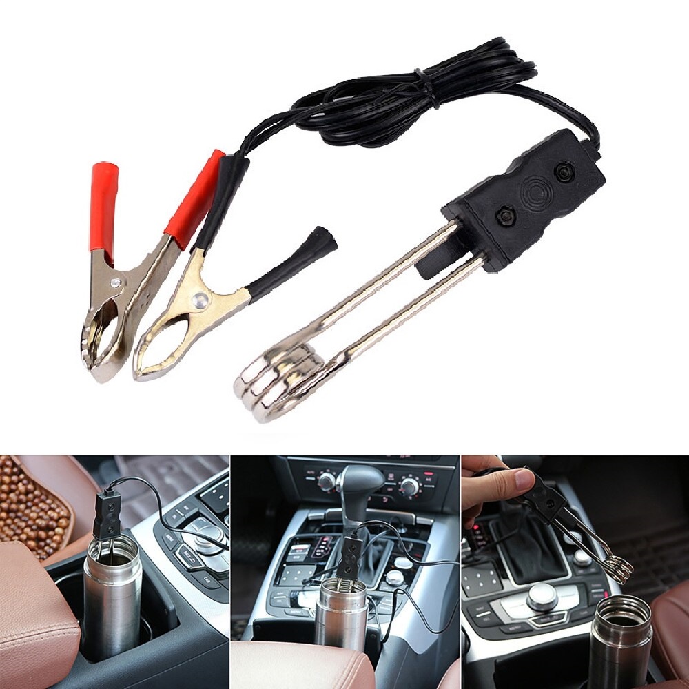 Lò Xo Đun Nước 12V, 24V Kẹp Bình Ắc Quy Trên Ô Tô