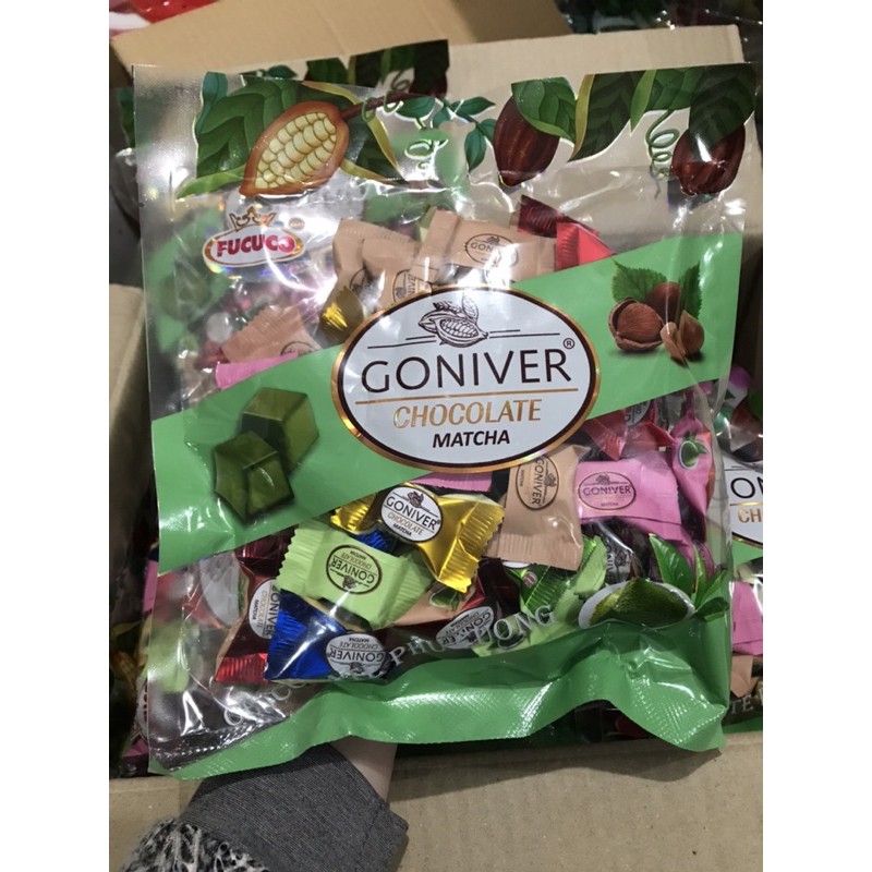 Kẹo Chocolate Matcha - Dâu - Dứa- Dưa Hấu Sầu Riêng Hạnh Nhân GONIVER Phú Cường 320gư