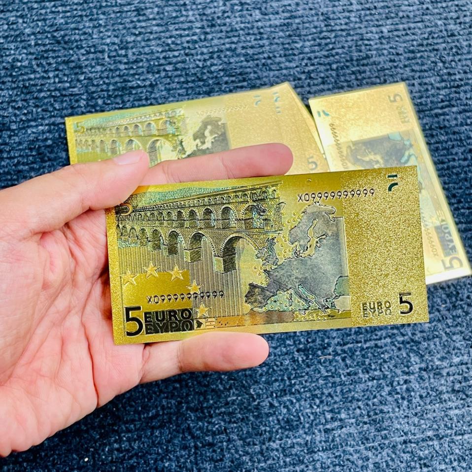 Tờ Tiền Kỉ Niệm 5 EURO Plastic Mạ Vàng Lì Xì Tết May Mắn