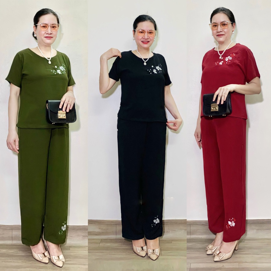 Bộ đồ trung niên cao cấp cho bà cho mẹ,bộ đũi tay ngắn quần dài mặc lên tôn dáng chất đẹp mã BHL