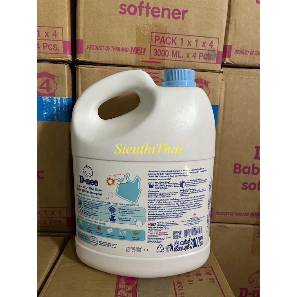 Nước giặt xả 2in1 DNEE  3000ml Thái Lan mẫu mới