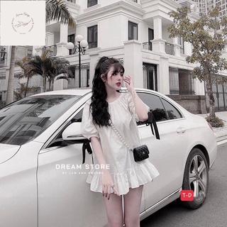 Đầm babydoll chất đũi tay nơ dáng ngắn q071