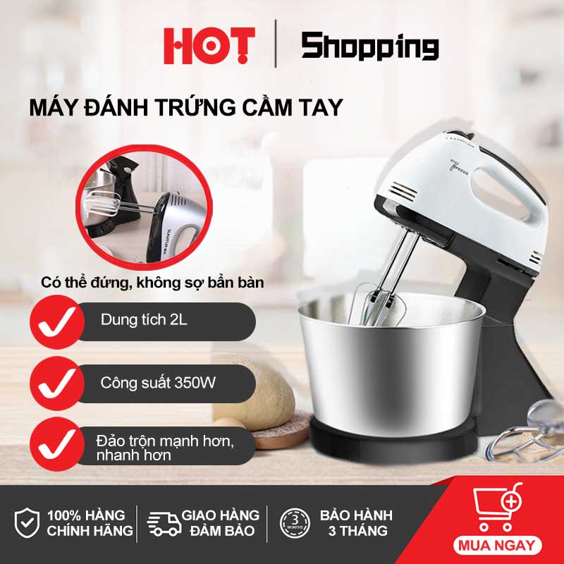 YA288 Máy đánh trứng để bàn đa năng loại nhỏ gia đình, trộn, nướng, nhào, đánh kem - công nghệ mới 7 cấp độ cực mạnh