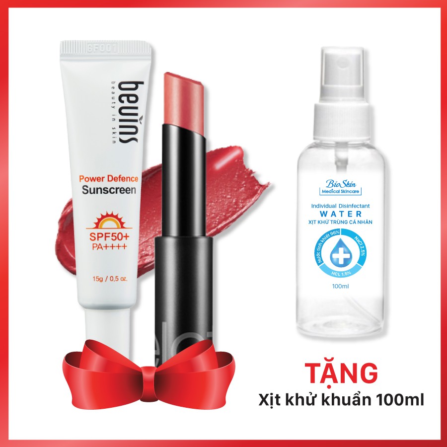 COMBO KEM CHỐNG NẮNG BEUINS + SON LOTREE #2