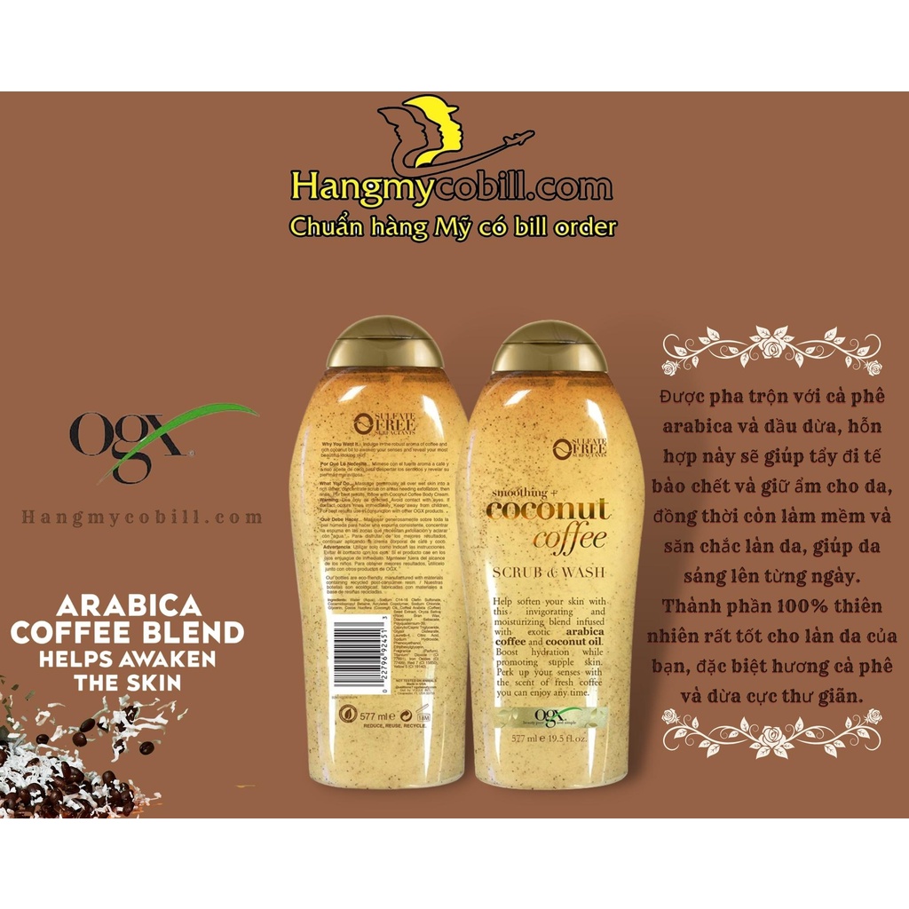 Sữa tắm OGX tẩy tế bào chết - dưỡng da - 577ml