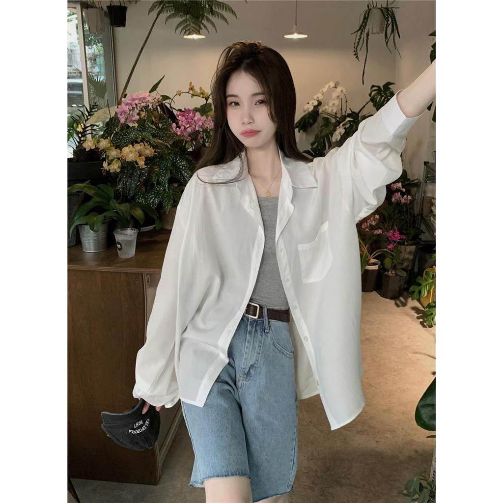 Áo Sơ Mi Mỏng Dài Tay Dáng Rộng Phong Cách Hàn Quốc Thời Trang Xuân Hè Sành Điệu 62459