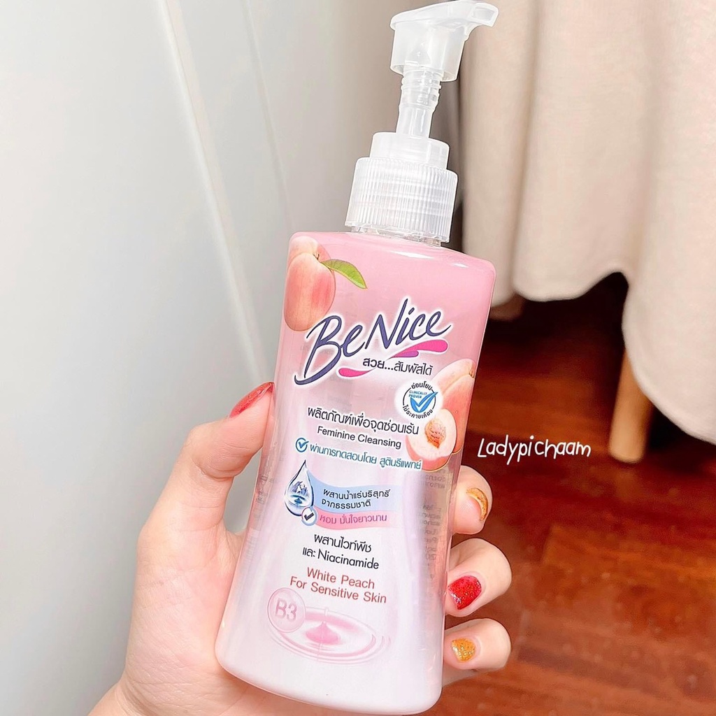 Dung dịch vệ sinh phụ nữ Thái Lan BeNice Feminine Cleansing White Peach cho da nhạy cảm cân bằng độ pH hương đào - 150ml
