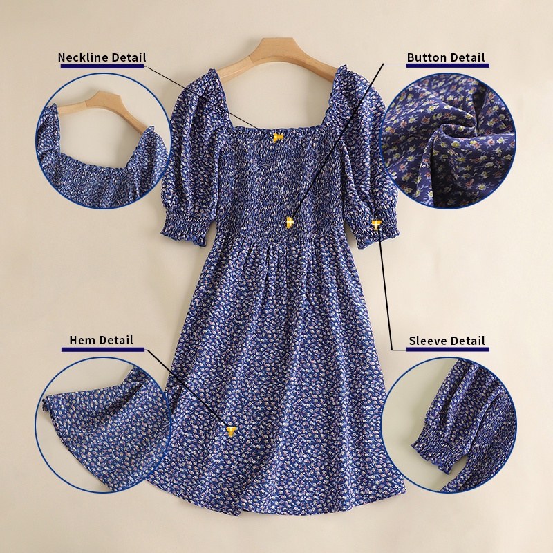 Zanzea Đầm Tay Lửng Cổ Vuông Họa Tiết Hoa Nữ Tính