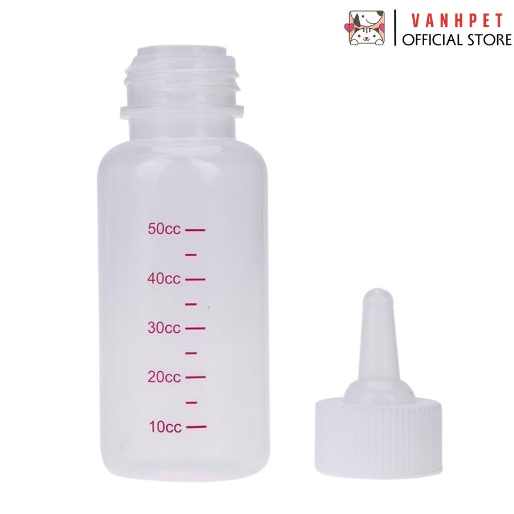 Bình ti sữa chó mèo nhỏ loại đẹp, bình ti cho chó mèo chai 60ml vạch đỏ full phụ kiện - vanhpet